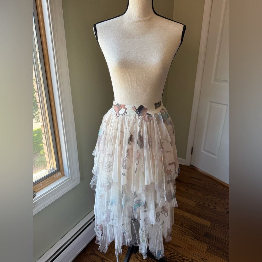 Country Cowgirl Beige Tulle Skirt with Pattern